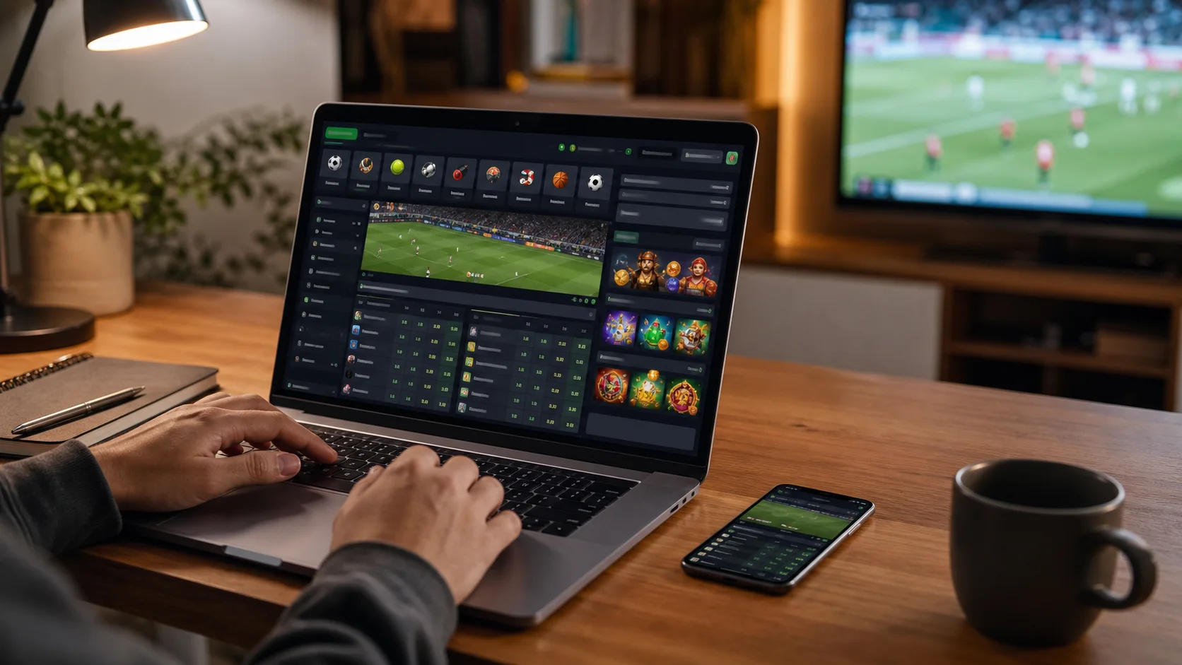 Plataforma dafabet em notebook e celular com apostas esportivas e cassino online